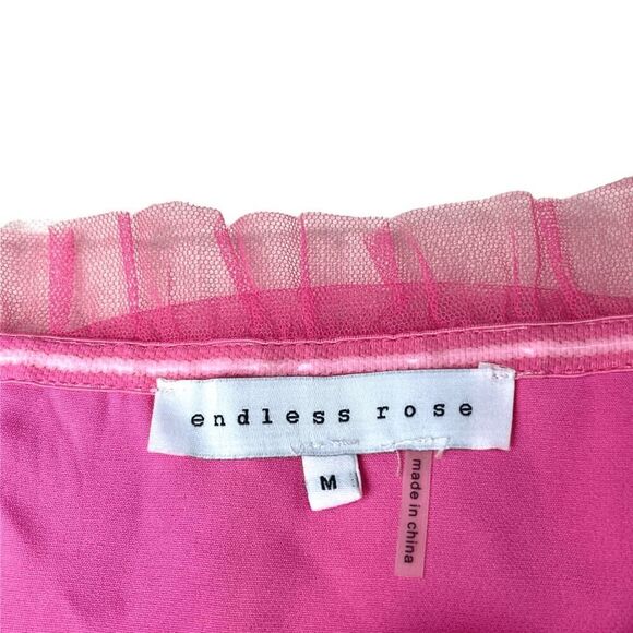 Endless Rose Hot Pink Tulle Ruched Mini Dress Sz M - Picture 4 of 9